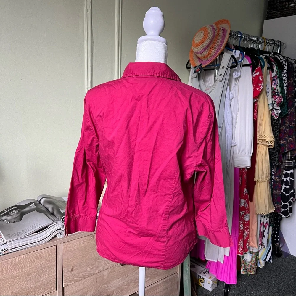 STYLE & CO Maroon Red Pink Petite Stretch Blouse Button Down Cotton Shirt Top 16 - Picture 9 of 15